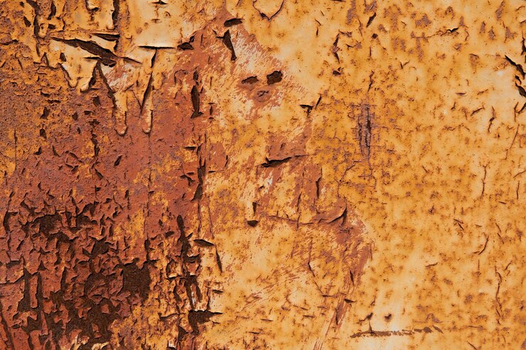 Foto la superficie metálica de acero está oxidada la pintura vieja se despega la corrosión del hierro en el aire