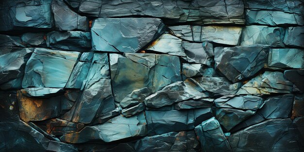 La superficie de la montaña es áspera de color turquesa azul-verde-gris azul azul-verde con una textura de fondo de granito mineral de roca tonificada