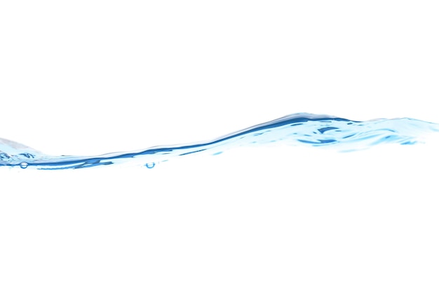 superficie de onda de agua transparente azul claro con burbuja de salpicaduras en el agua blanca