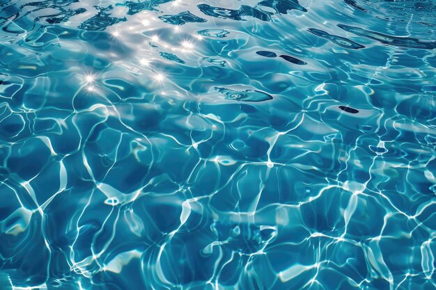 Superficie de la piscina azul Fondo de agua azul rasgada en la piscina