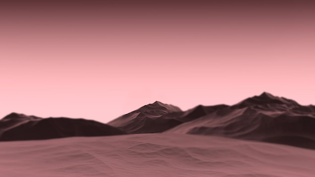 Superficie del planeta rosa en desenfoque Paisaje futurista de un render 3D de planeta rosa
