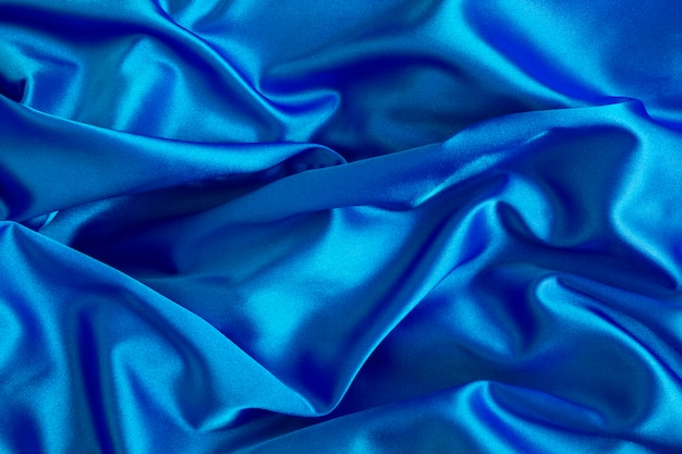 Superficie textil de seda azul