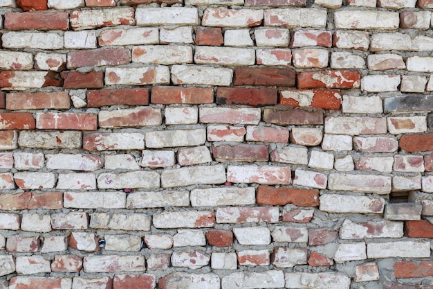 Superficie de una vieja pared de ladrillos en ruinas