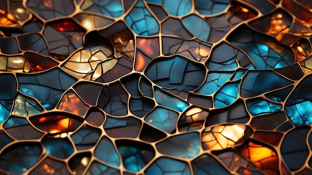 Superfícies coloridas Fractales com Patrones Voronoi e efeitos cristalinos abstratos