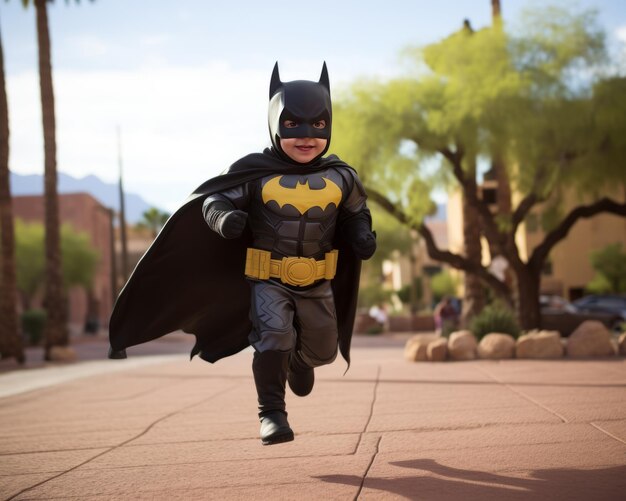 Foto el superhéroe toddler se enfrenta a la política tucson batman baby se postula para alcalde