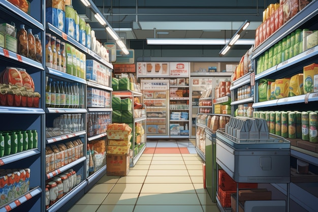 Supermarktregal-Anime-Visual-Roman-Spiel Lebensmittelwahl Erzeugen Sie Ai