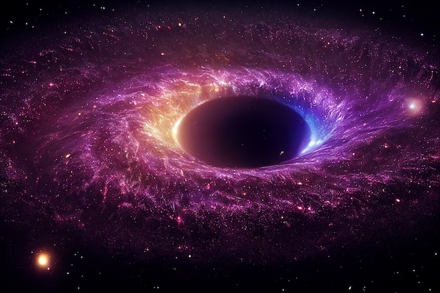 Supermassives Schwarzes Loch im Zentrum der Spiralgalaxie 3D abstrakter Hintergrund