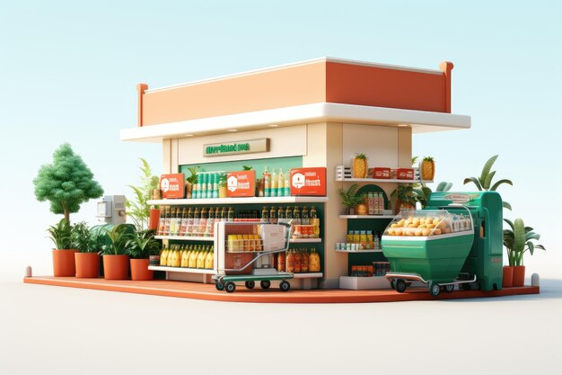 Foto supermercado com mercearia ilustração 3d