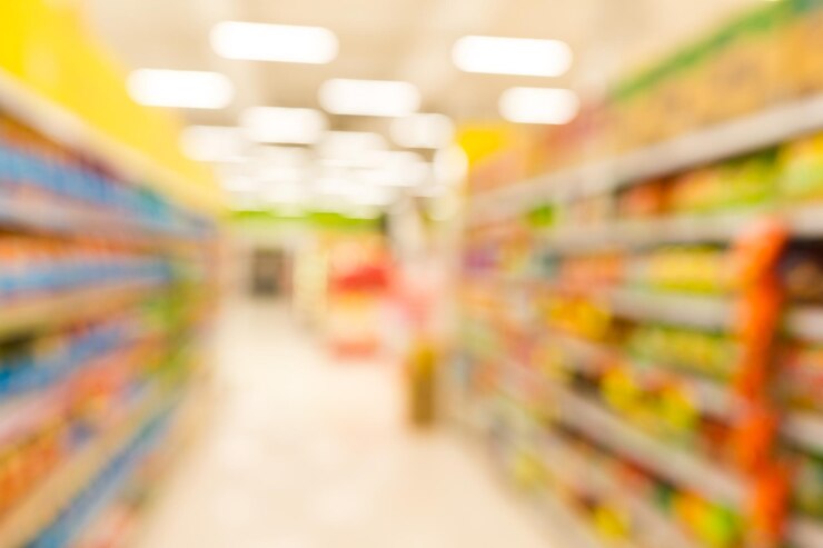 Foto supermercado desfocar o fundo com bokeh