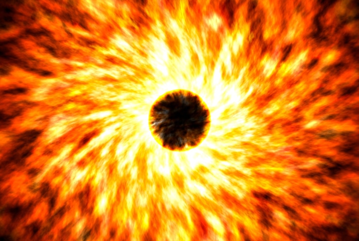 Foto las supernovas son una estrella destellante brillante en el espacio. explosión de enormes cantidades de energía. antecedentes