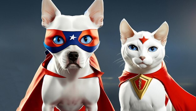 Superpet Cat e Dog como super-heróis com fundo de capa