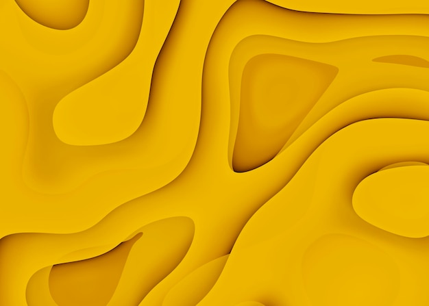 Superposición de fluido dinámico abstracto textura fondo amarillo 3d