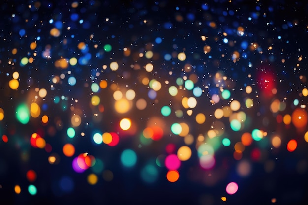 Superposición de luces navideñas bokeh sobre fondo negro para editores gráficos