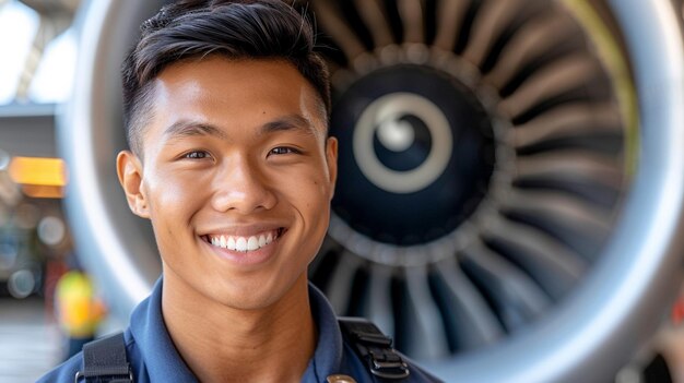 Foto supervisor de manuseio de carga de aeronaves sorridente