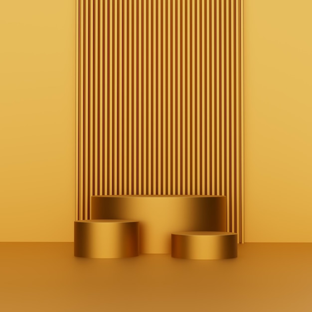 Suporte de fundo de produto dourado ou ilustração 3D de pedestal de pódio