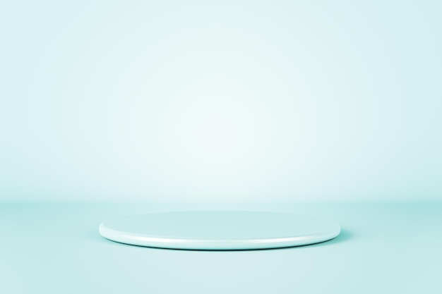 Suporte de luz turquesa em branco para telefone ou relógios em maquete de renderização 3D de fundo claro abstrato