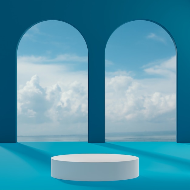Suporte de pódio branco no céu azul