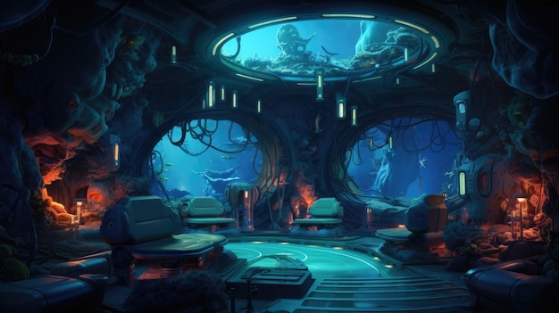 Supostamente é uma sala numa base submarina ou algo assim.