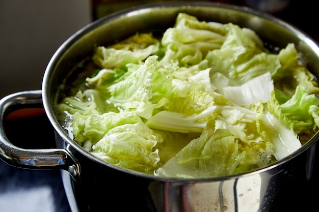 Suppe Gemüse und gehacktem Schweinefleisch