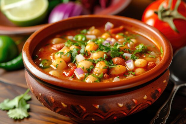 Foto suppe mit einem twist entdecken sie die kühnen und würzigen köstlichkeiten von pozole