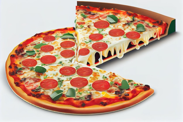 Supreme Pizza angehobene Scheibe Generative Ai