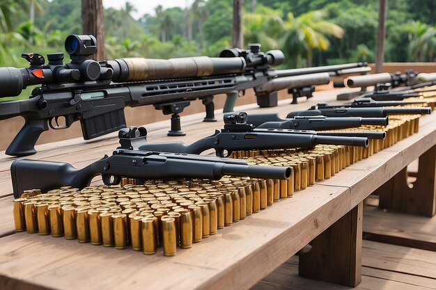 Surabaya Indonésia 23 de julho de 2023 rifles e munições