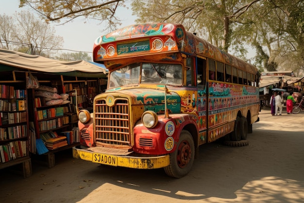 Surajkund Faridabad 19 de fevereiro de 2023 ônibus do National Book Trust na Suraj Kund Mela ou Feira de Suraj kund