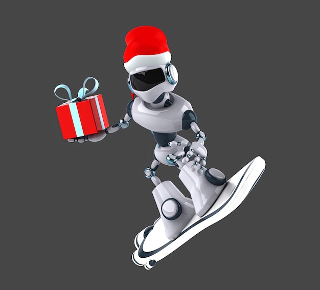 Surf de robôs de Papai Noel em 3D