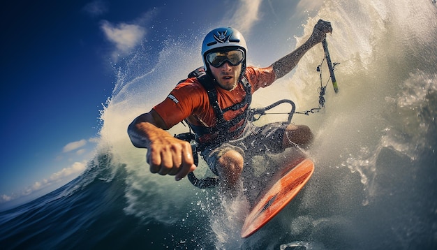 Surf kitesurf paraciclismo sesión de fotos en acción Fotografía deportiva