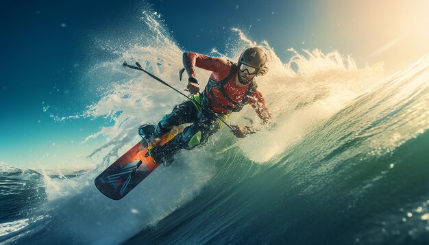 Surf kitesurf paraciclismo sesión de fotos en acción Fotografía deportiva