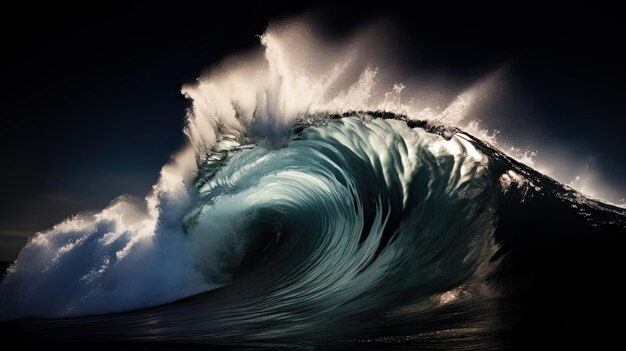 Foto surf noturno em ondas grandes ondas espetaculares no mar negro beleza atlântica