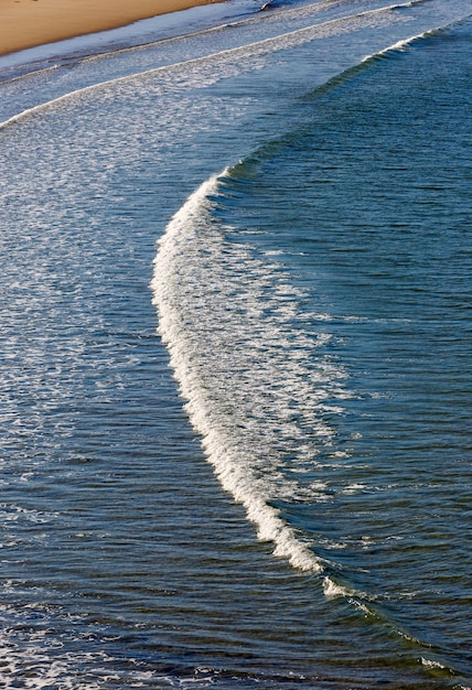 Surf, olas en la costa del mar de Barents en otoño en tiempo soleado. Península de Kola, Rusia.