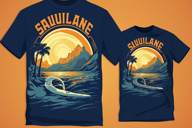 Surf en la playa de Malibu diseño gráfico tipografía camiseta aventura de verano