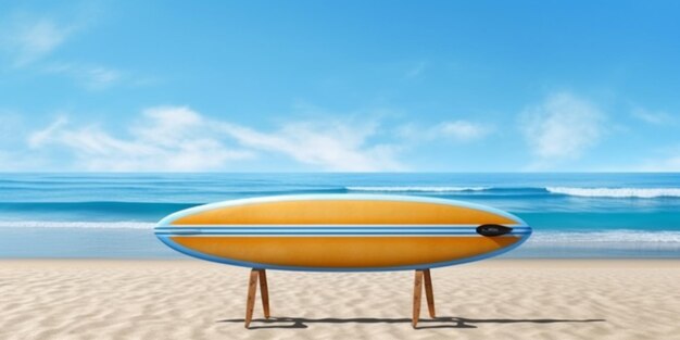 Surfboard esporte aquático na praia cópia de fundo de espaço AI Gerado