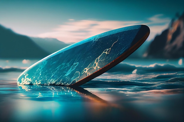 Surfboard in blue seagenerative ai