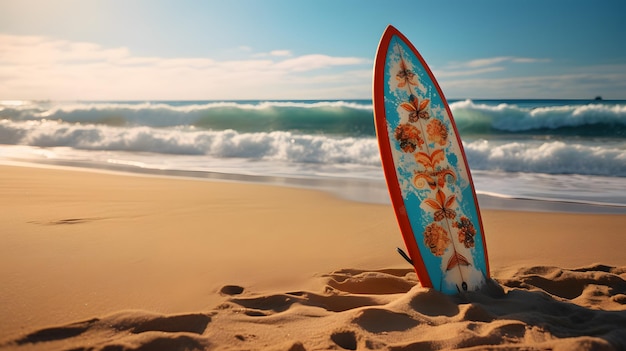 Surfbrett auf einem Sandstrand