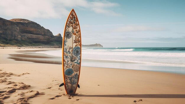 Surfbrett auf einem Sandstrand