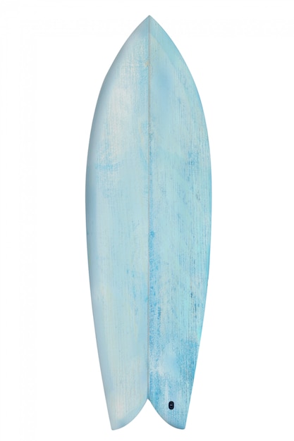 Foto surfbrett des hölzernen fischbrettes der weinlese lokalisiert auf weiß mit beschneidungspfad für gegenstand, retrostile.