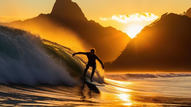 Surfeando con gracia Un rastro de gotas brillantes