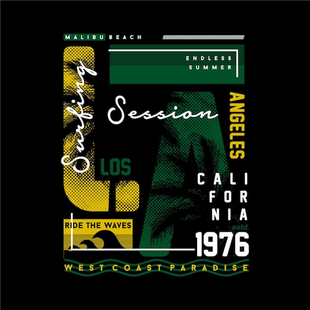 surfen los angeles kalifornien grafikdesign t-shirt vektoren sommerabenteuer