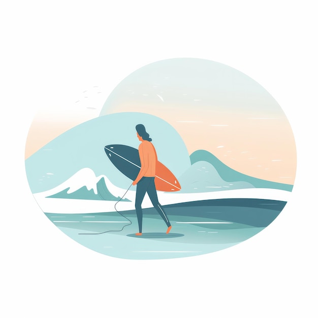 Surfer am Strand Illustration Illustration AI GenerativexA