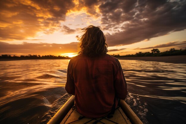 Surfer POV beobachtet den Sonnenuntergang im Wasser