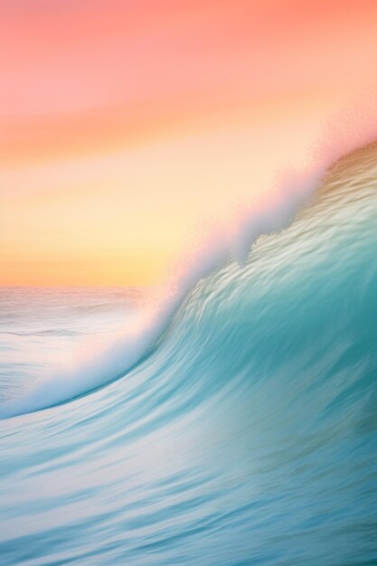 Surfer reitet auf einer Welle bei Sonnenuntergang an einem klaren Tag generativ ai