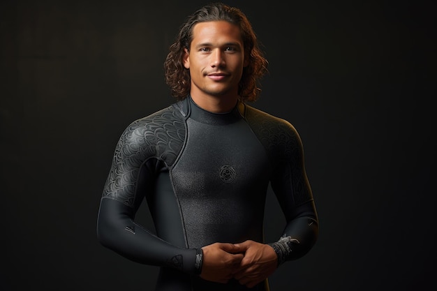 Foto surfista atlético se mantém forte na postura