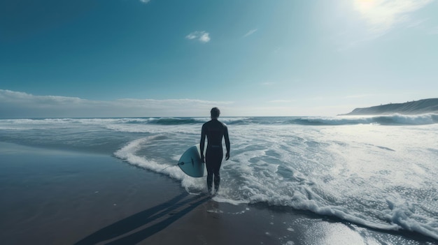 Surfista en el fondo del océano Ilustración AI GenerativexA