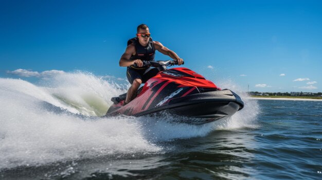 Surfista de jet ski en acción