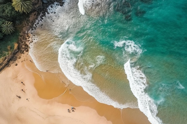 Un surfista monta una ola en la playa.