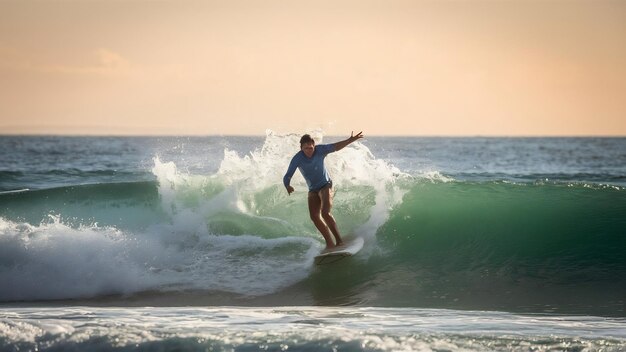 Foto surfista no oceano