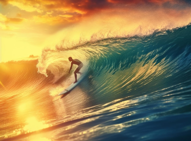 Surfista en el océano Ilustración AI GenerativexA