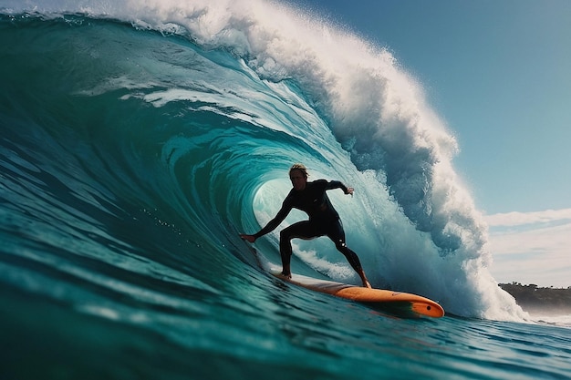 Los surfistas atrapando olas